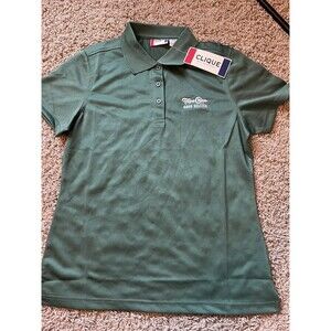 Clique womens Medium Topo Chico Hard Seltzer Dark Green Golf Polo Shirt 100% ply